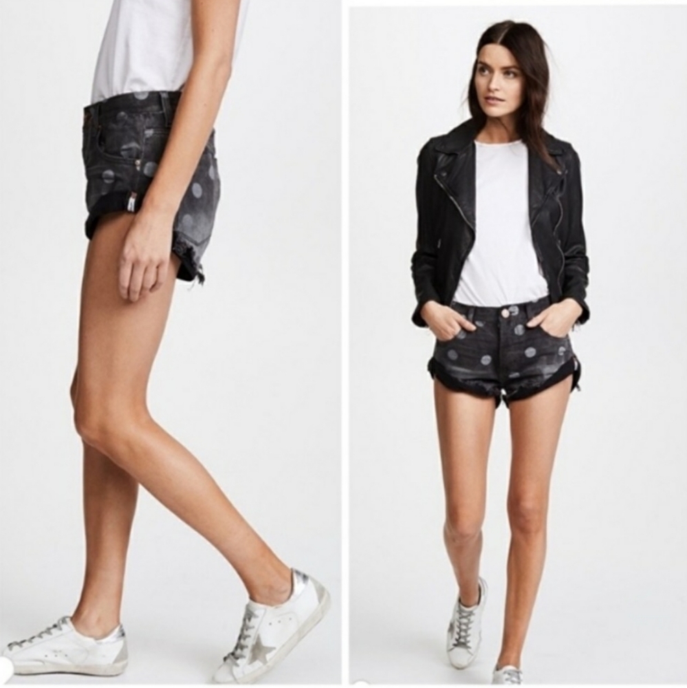 One x oneteaspoon charcoal polka dot shorts